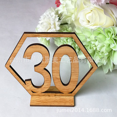 Wholesale Manufacturer of Wooden Wedding Supplies 1-40 Hexagonal Hollow Number Seat Sign Decor Wood Table Number Plate