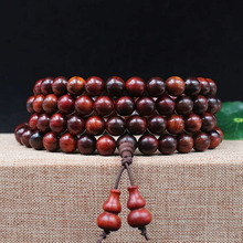 专业批发 本色红酸枝佛珠带小葫芦款 手串念珠 红木手串 佛珠批发
