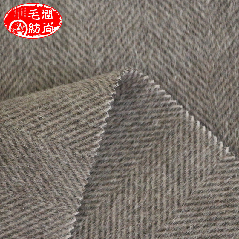 2018秋冬 双面长毛人字面料 7.5公分阿尔巴卡羊驼双面人字毛呢