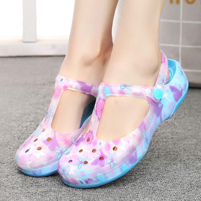 洞洞鞋女凉鞋2018新款女夏变色平底果冻鞋沙滩鞋拖鞋女防滑平坡跟