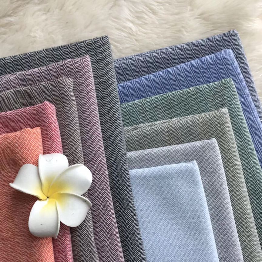 现货 棉麻色织布 人字纹 鱼骨纹 衬衫布 鞋帽箱包 家纺服装面料