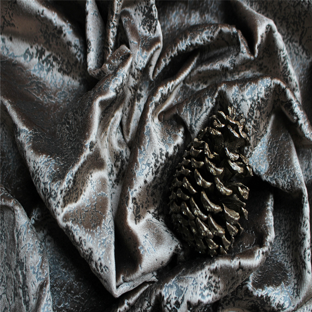 意大利绒压花仿皮沙发面料 超柔烫金 有光绒布烫金