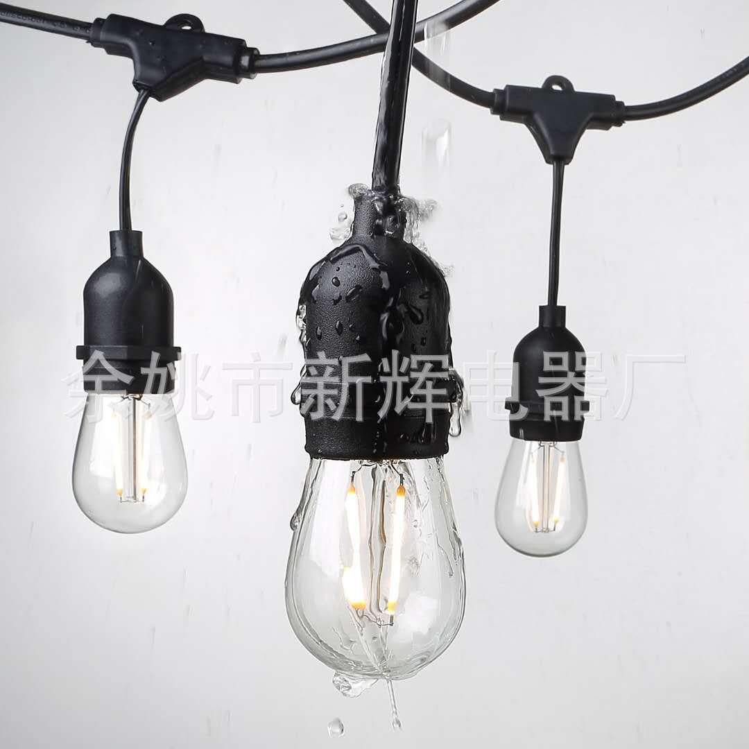 厂家批发欧洲 安全防水E26灯串线国标灯串美式户外防水E27灯串电