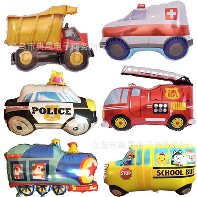 new pattern vehicle automobile theme Aluminum balloon School bus Engineering vehicles Police car Cartoon Balloons Wholesale