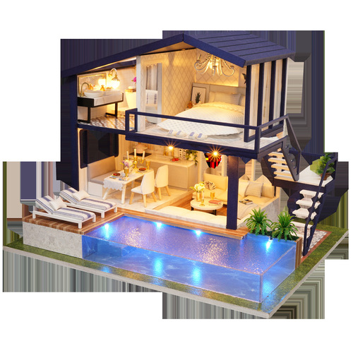 Zhiquwu DIY Cabin Time Apartment Handmade Villa Model Doll House Creative Gifts Birthday Gifts