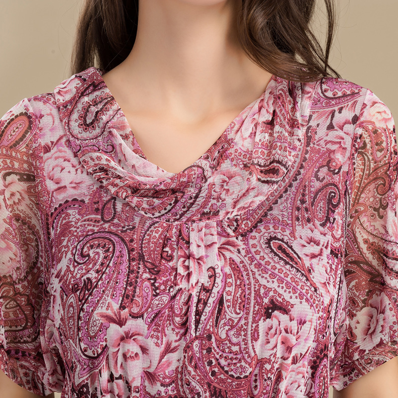 Luxury Silk Mesh Dress 100 Mulberry Silk Floral Print Plus Size Mid Length Summer Fashion Wholesale Available