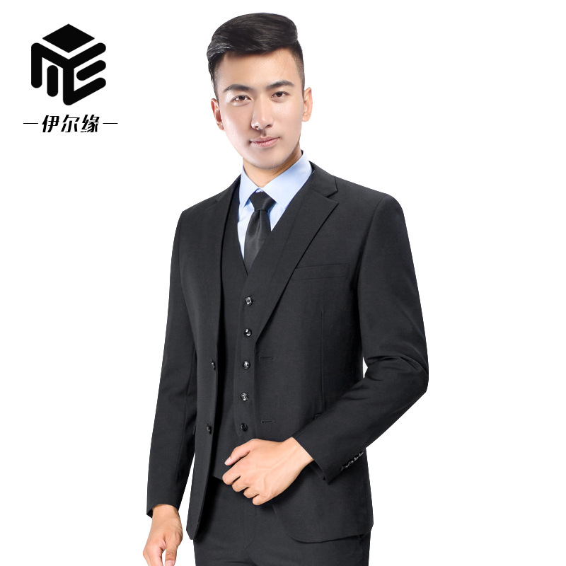 man man 's suit suit suit Three Korean Edition Self cultivation business affairs formal wear grey Insurance officer work Business Suits