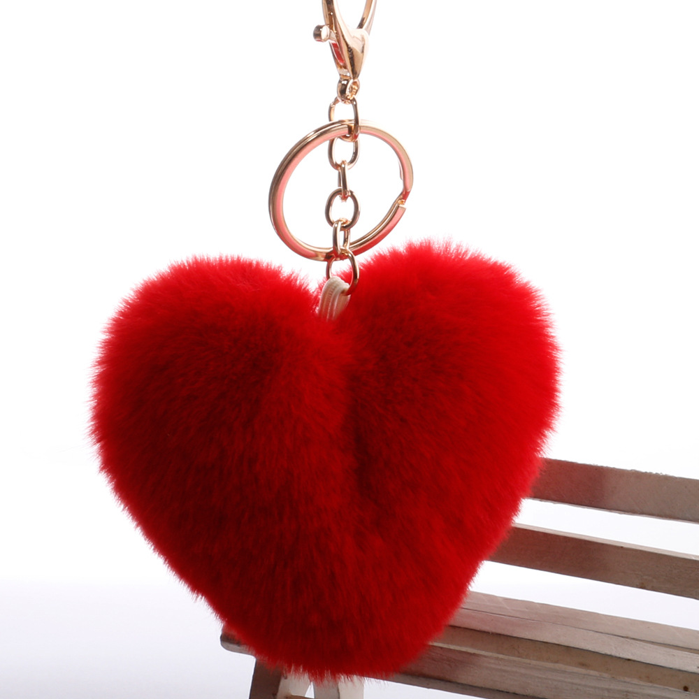 20g Weight Keychain Classification Plush, Metal Material Peach, Heart Pattern Unisex Gender Grey, Pink, Red, Green, Yellow, Black Color Peach Heart Keychain Plush Metal Unisex Keychain 7