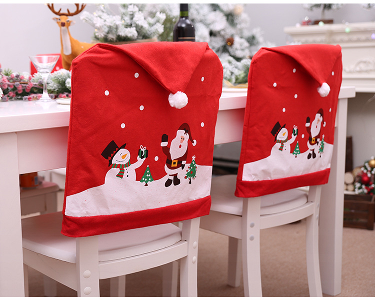 Christmas Christmas Tree Snowman Nonwoven Banquet Chair Cover display picture 2