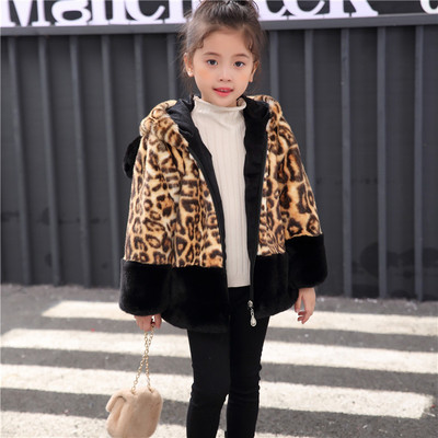 children leather and fur new pattern Winter clothes Leopard Wool coat Boy girl cotton-padded jacket keep warm thickening cotton-padded clothes baby sweater