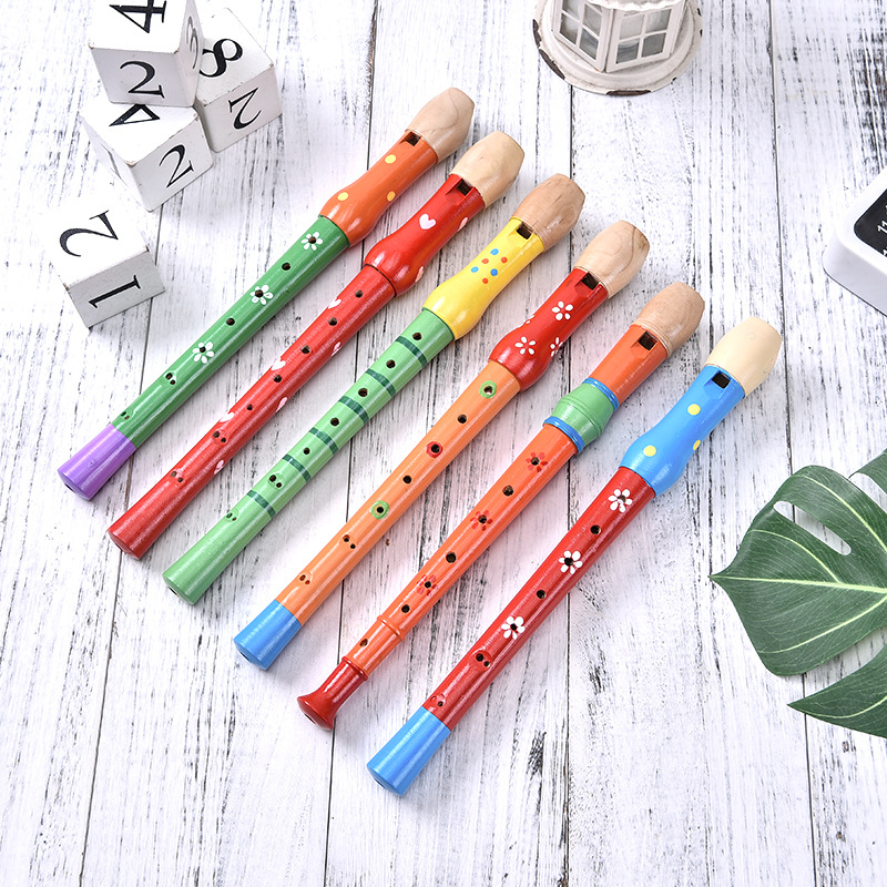 奥尔夫乐器卡通木制32cm长笛 幼儿园早教吹奏乐器儿童益智玩具