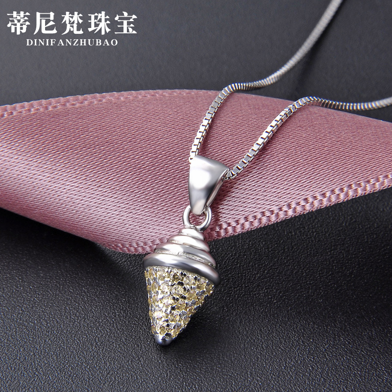 Cono dulce s925 Collar de plata colgante dulce fresco personalidad la moda chica micro incrustaciones ZIRCON joyería al por mayor