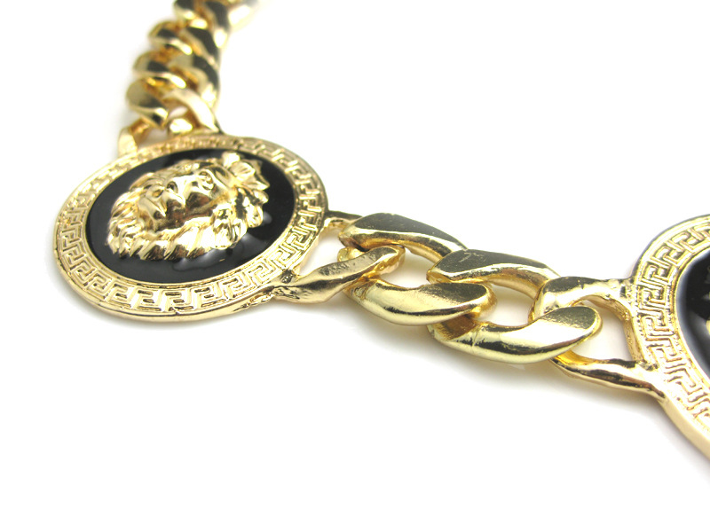 European and American jewelry fashion alloy oil dripping lion head gold necklace female
