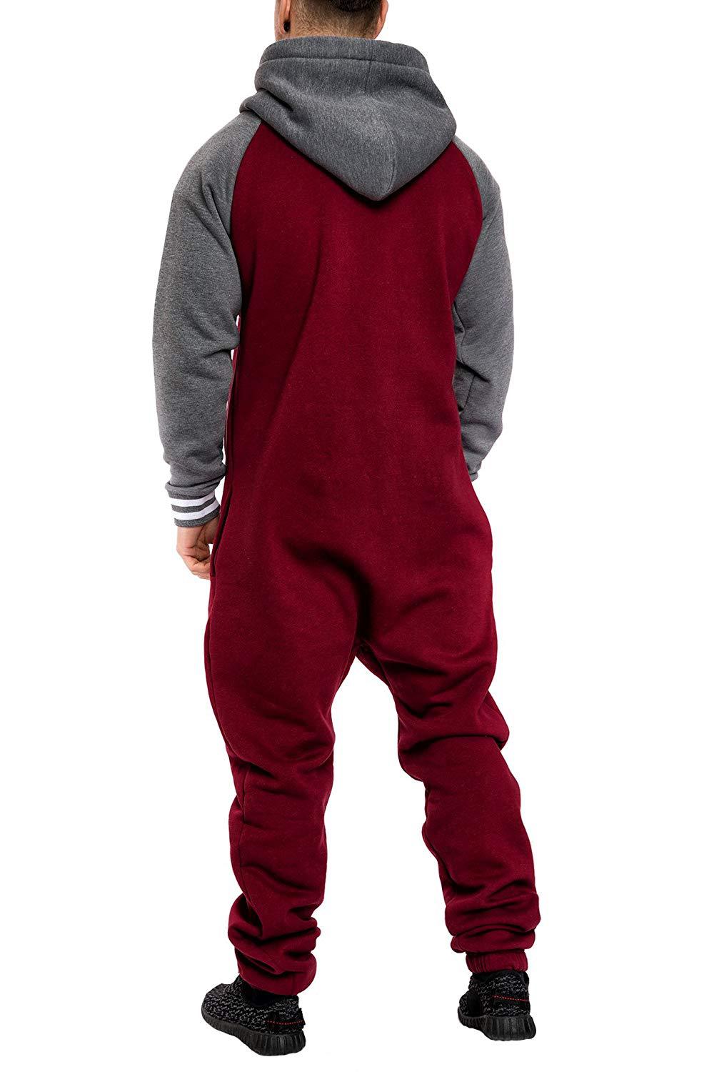 2020 Winter Autumn Tracksuits One Piece Set Men Hooded Jumpsuit With