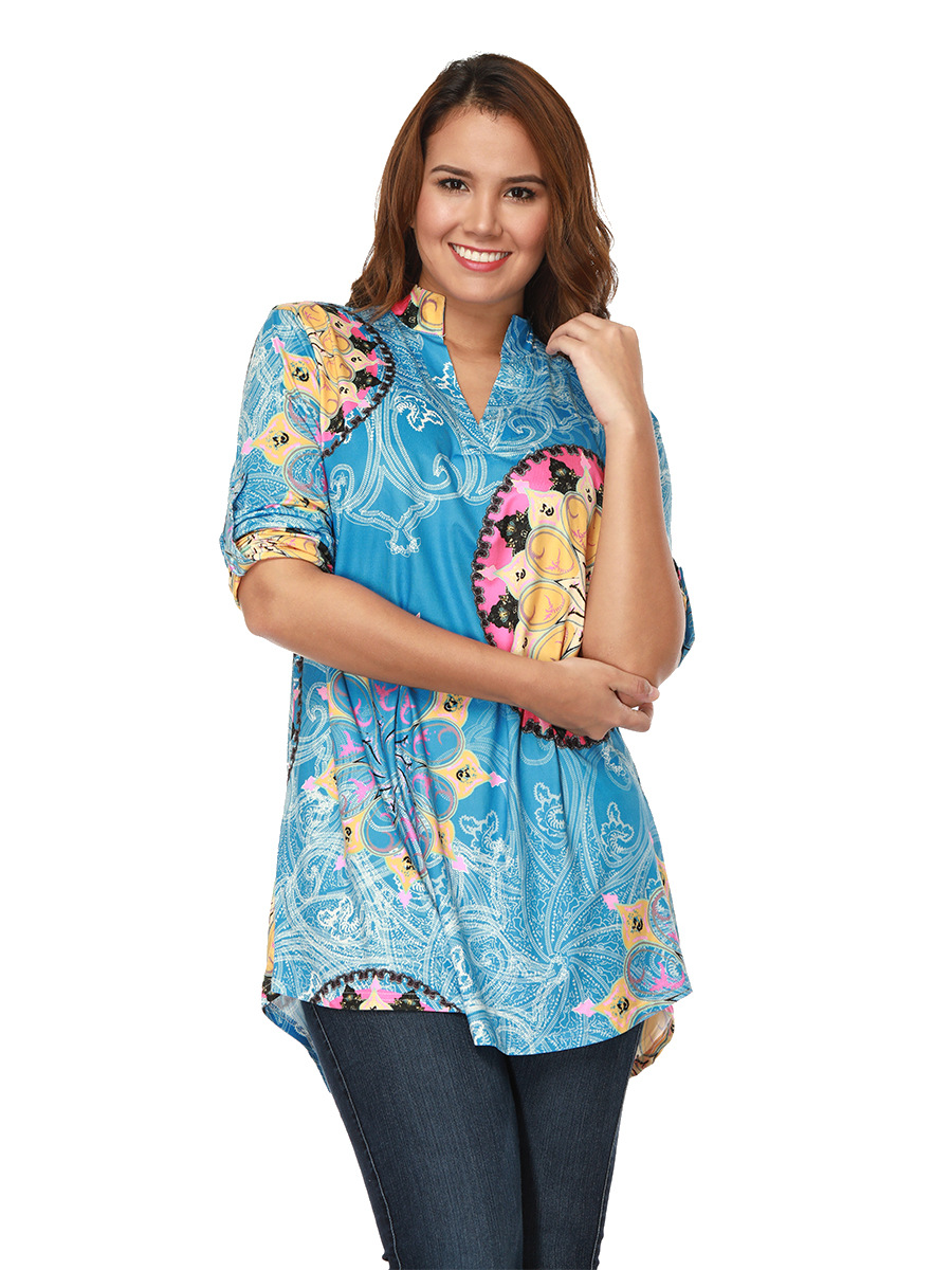 V Neck Loose Fit T Shirt Irregular Hem Fall Collection Sizes S 3XL Casual Wear Ready to Ship