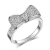 Accessory, zirconium with bow, ring with stone, wish, Korean style, silver 925 sample, simple and elegant design, wholesale