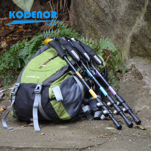Codno Outdoor Warrior 6 Series Aluminum Alloy Alpenstock Straight Handle Folding External Lock Telescopic Lightweight Walking Cane