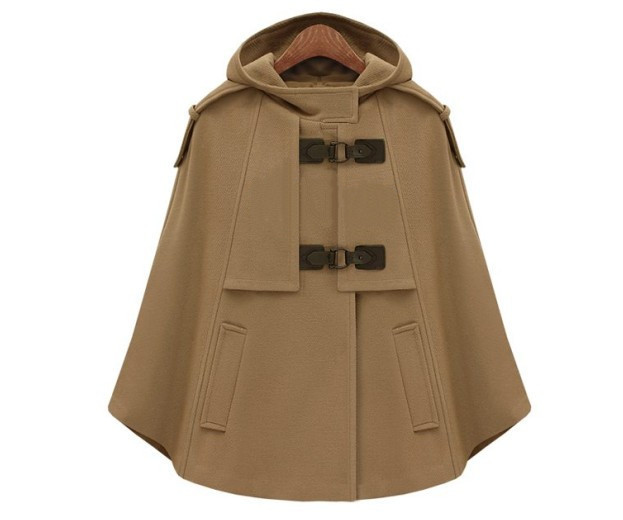 Fashionable cap cape overcoat woolen jacket