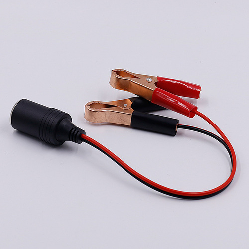 Car using reinforced battery clip adapter cigarette lighter socket power wire crocodile clip connection line converter
