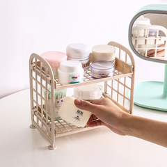 Creative Two Layers Hollow Plastic Shelf Tableware Organizer Kitchen Bathroom Double Layers Cosmetics Storage Shelves 