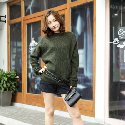 19时尚高档女式羊驼加厚毛料套头毛衫尾货特价现货清仓价一件起批