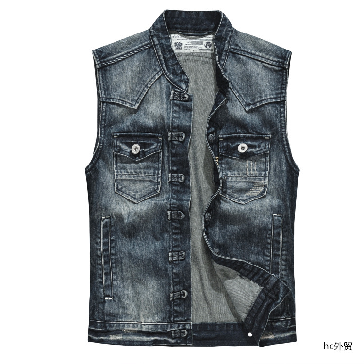 Men's Denim waistcoat Chinese knot vintage plus size Denim waistcoat waistcoat wholesale 5027/MJ8120P140