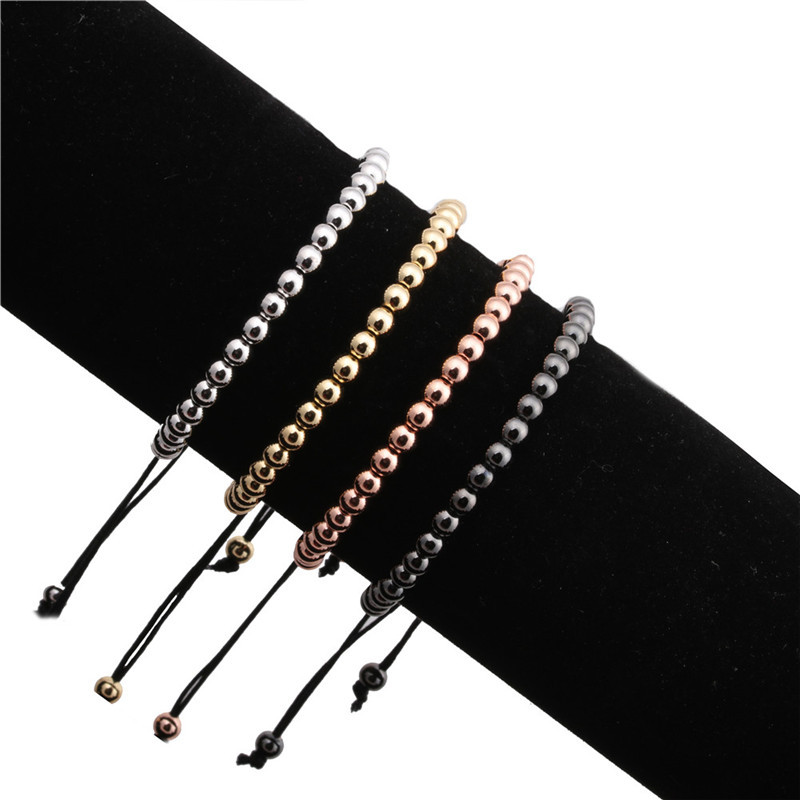 2018 Européen Et Américain Nouveau Ruban Perles Tissé Bracelet, 36 Pcs 4mm Cuivre Perle Tissé Bracelet Vente Chaude À display picture 2