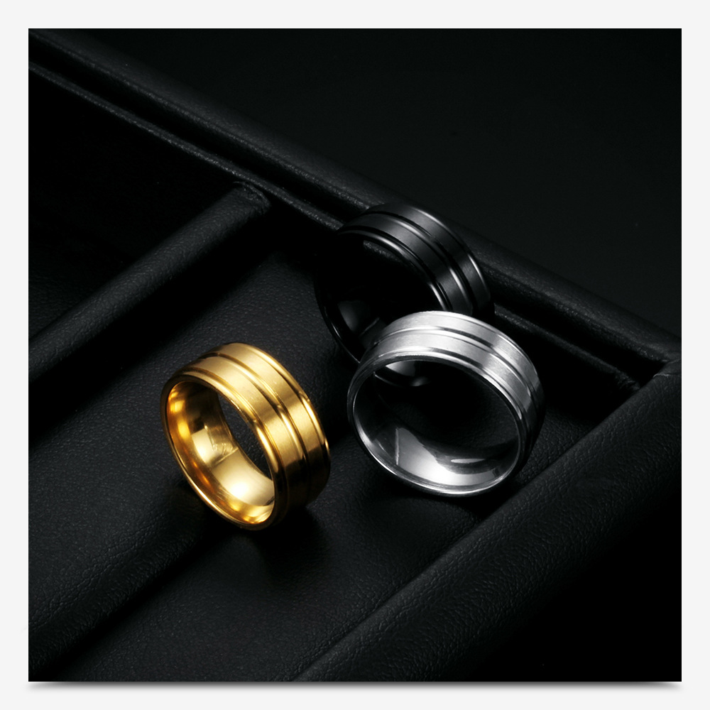 Mode Einfache 8mm Matt Titan Stahl Ring Männer Und Frauen Paar Ringe display picture 7