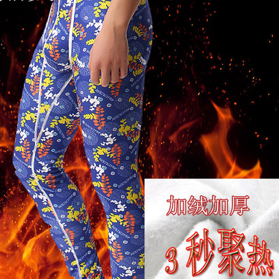 加绒加厚保暖裤男时尚男士印花打底裤外贸九分裤工厂直供一件代发