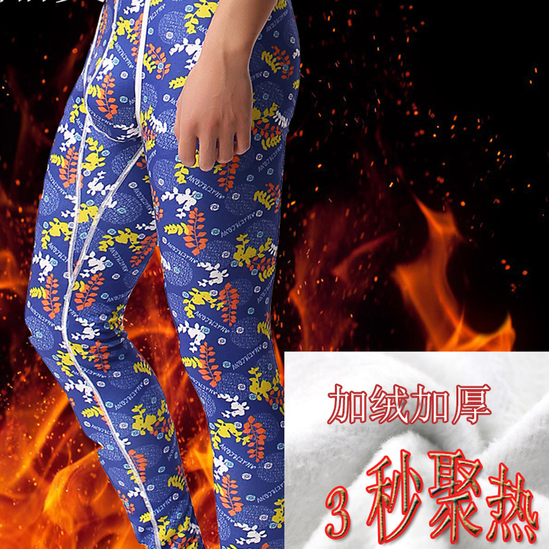 加绒加厚保暖裤男时尚男士印花打底裤外贸九分裤工厂直供一件代发