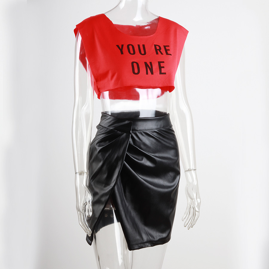 2018 autumn and winter New Amazon AliExpress wish cross-border hot women's clothing explosions nightclub split sexy leather skirt