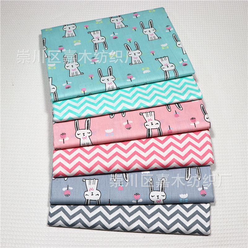 长耳兔/斜纹纯棉布料/印花布/床品布料/全棉面料批发/厂家批