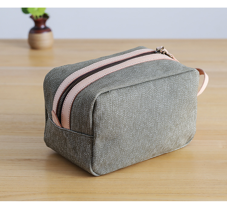 纯棉帆布化妆包便携旅行小号大容量洗漱手拿包可见logo彩印