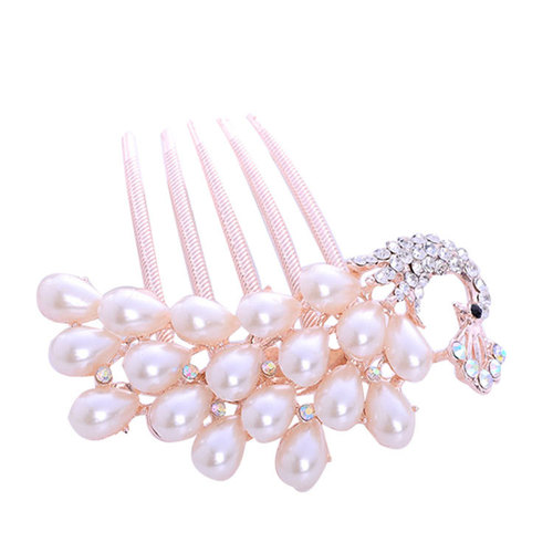 Hair clip hairpin for women girls hair accessories Pin Niang pan hair pin comb headdress alloy four tooth water diamond pearl hair comb