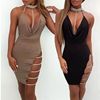 Hanging strap wrapped buttocks hollowed out dress for women