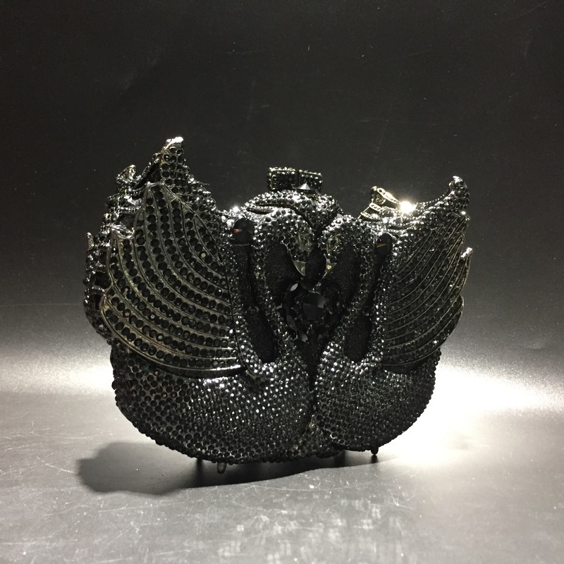 Túi clutch nữ đính kim cương thiên nga cỡ lớn dự tiệc — Màu đen, Màu hồng, Ảnh tùy chỉnh được Cá nhân hóa, Bảy màu vàng kim chi tiết 63