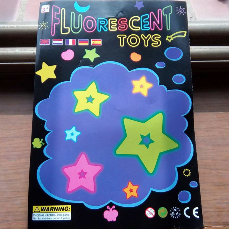 Fluorescerande 3d måne och stjärnor väggdekaler för sovrum_voghion.com