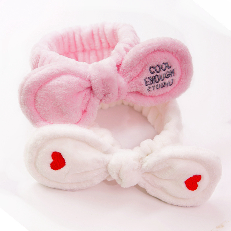 60g Weight Headwear Classification Wedding, Travel Occasion Animal Pattern Women'S Gender Grey, White, Pink, Red, Wine Red, Black Color Cute Bows Flannel Wide-brimmed Embroidery Hairband 3