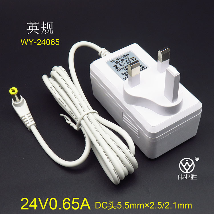 24V0.65A 英规电源适配器台灯加湿器15.6W带灯白色电源伟业胜