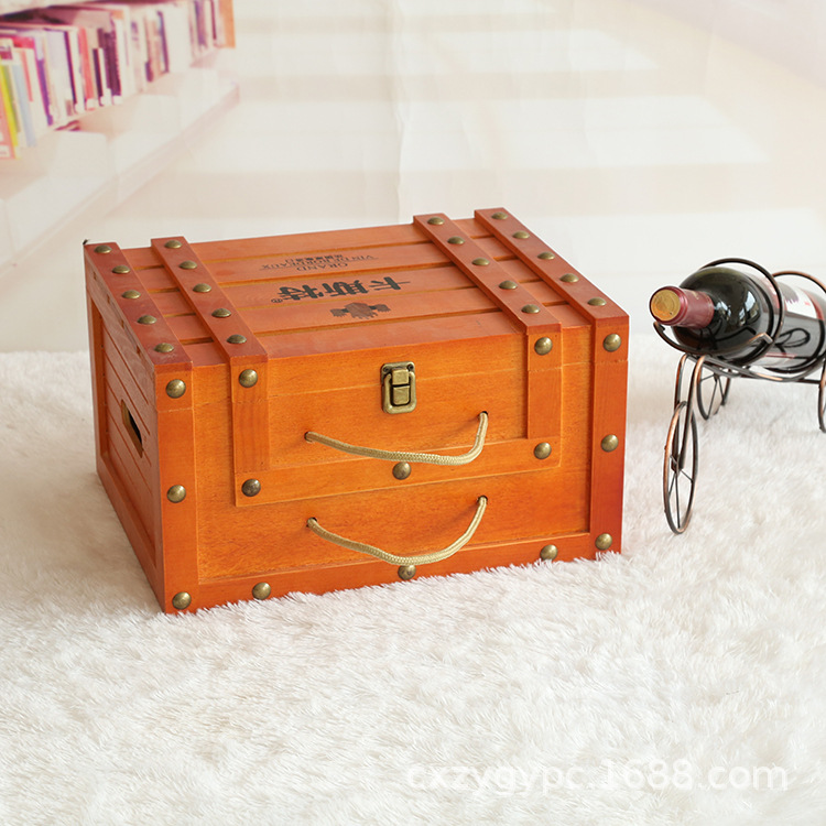 六支红酒木箱 热销铆钉六支爆款酒盒 厂家现货直发红酒盒中秋酒盒|ms