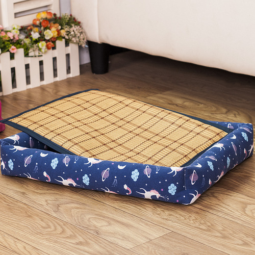Pet Summer Cooling Wave Pet Bed Mat Edge Square Dog House Small Dog Poodle