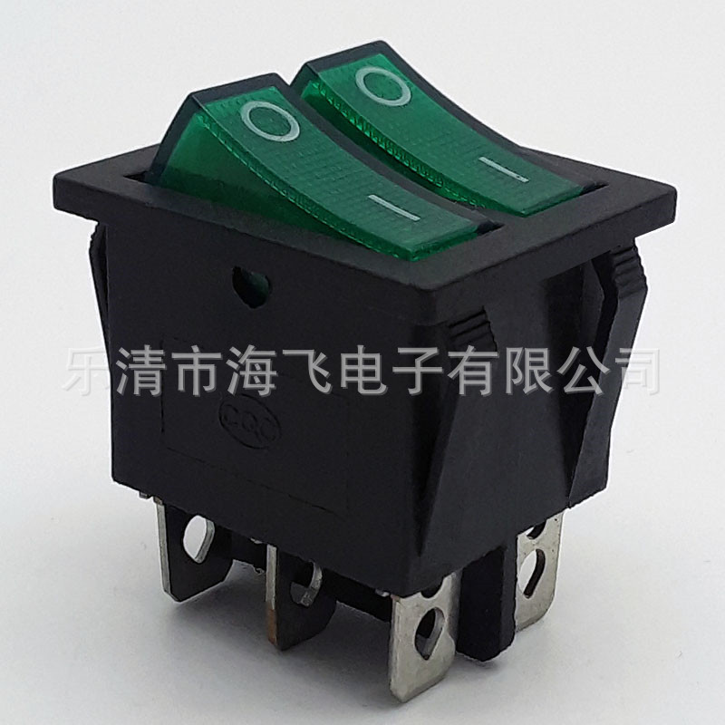 供应船型双连体红绿有灯无灯开关  6脚4脚跷板开关