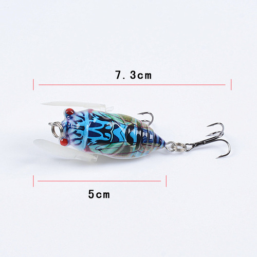 Lure bait insect bionic bait cicada 5cm/6.2g painted plastic fishing bait manufacturer wholesale fake bait cross-border water surface