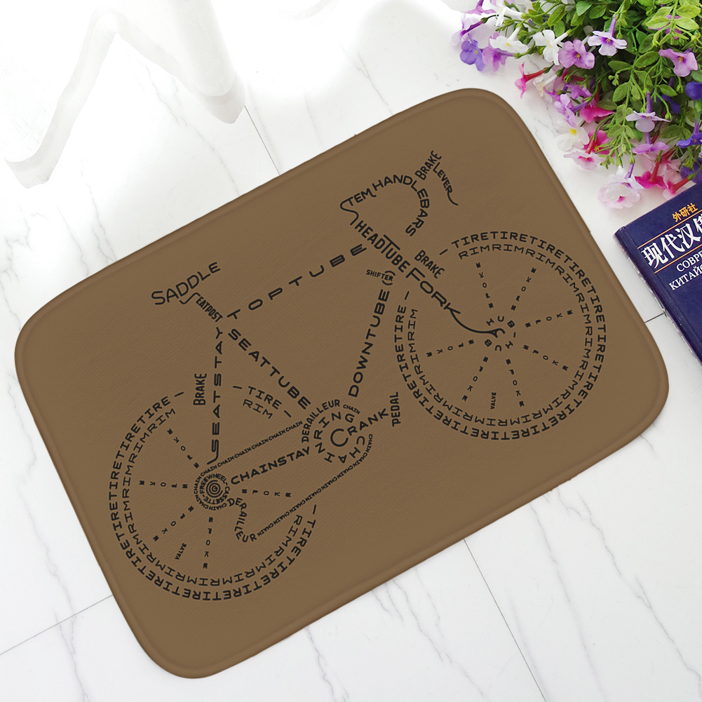 Air Bag Retro Nostalgic Bicycle Printed Carpet Floor Mat Flannel Distinctive Creative Door Mat Absorbent Non-slip