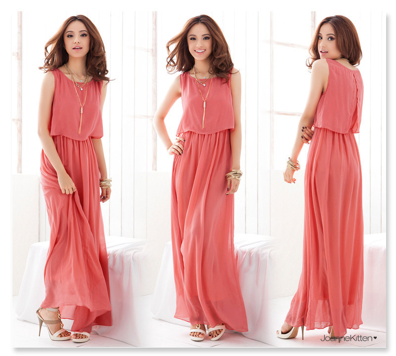 Long Elegant Chiffon Dress Bohemian Romantic Beach Holiday Dress