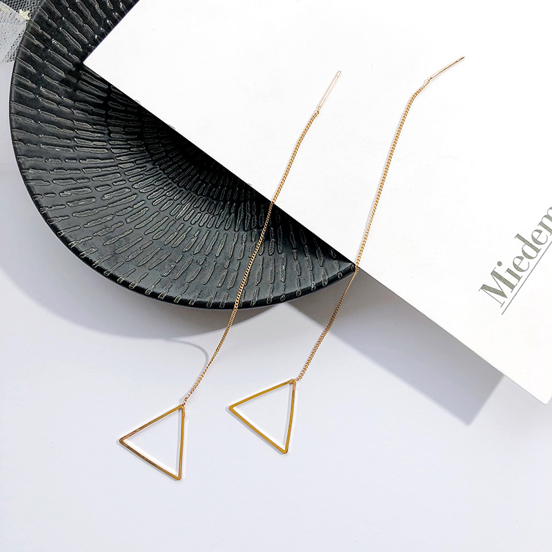 5g Weight No Inlaid Inlay Material Earrings Classification Housewarming, Anniversary, Business, Wedding, Travel, Birthday, Festival Occasion Copper Material Geometric Pattern Women'S Gender Plating Design Gold, Silver Color Geometric Plating Copper No Inlaid Drop Earrings 8
