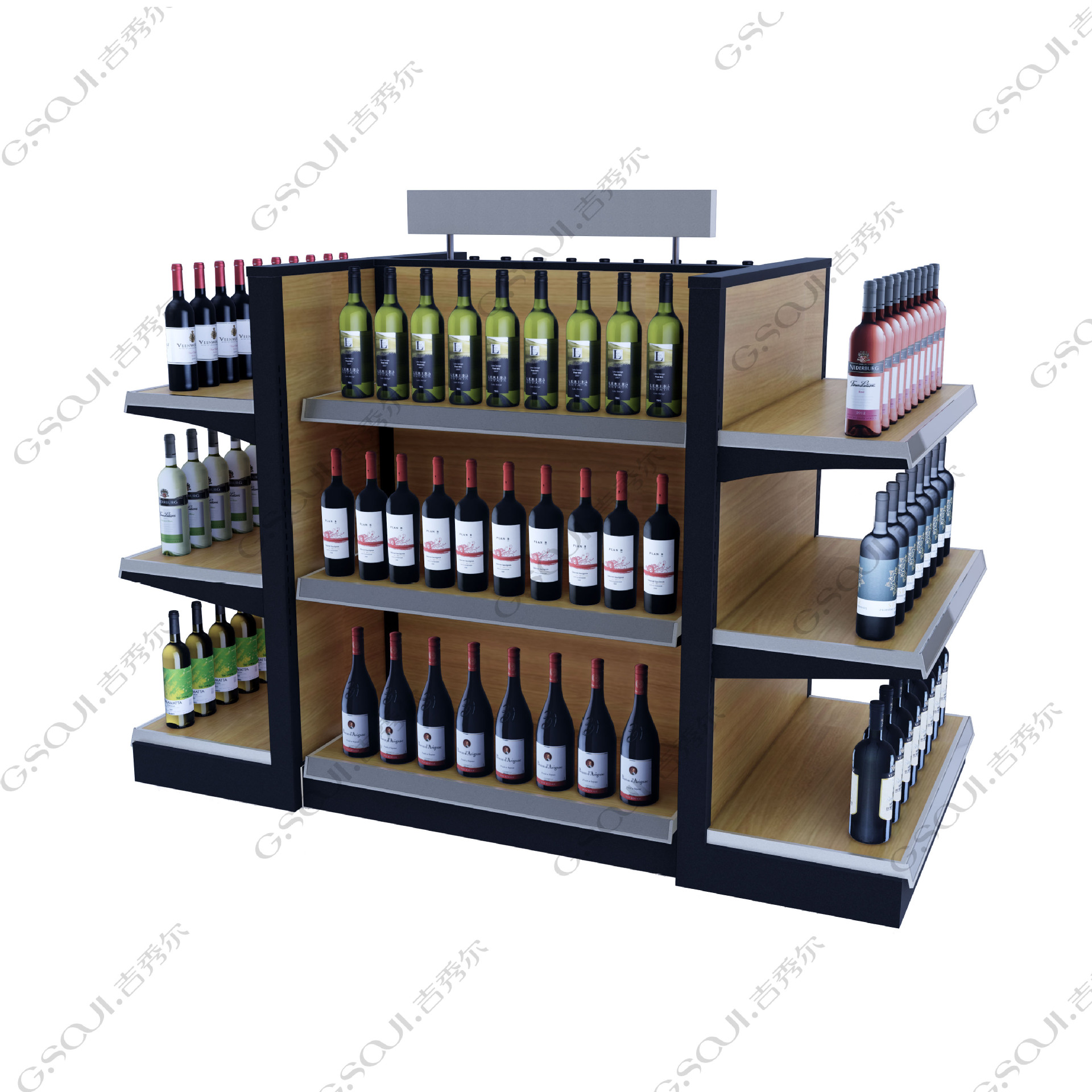 1919系列中岛货架 钢木货架酒柜单面中岛源头工厂 承重型双面中岛