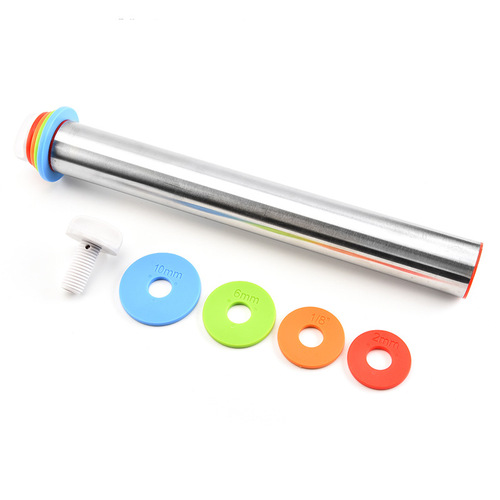 Cross-border 17-inch stainless steel adjustable thickness rolling pin scale rolling pin leather dough kneading tool