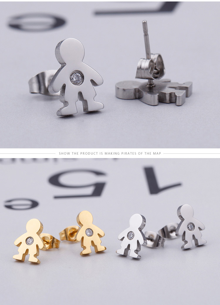 Simple Style Doll Titanium Steel 18K Gold Plated Earrings Ear Studs display picture 5