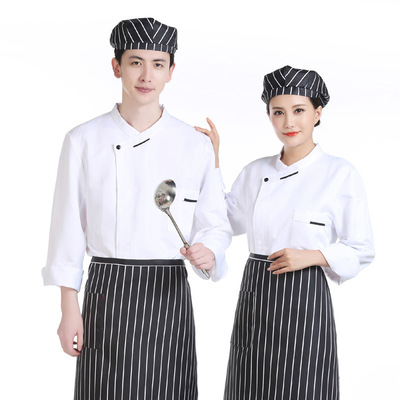 酒店厨师长后厨房厨师工作服男长袖秋冬装厨房衣服高级饭店加厚大|ru